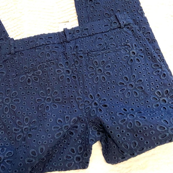 J CREW BNWT Navy Blue Cafe Capri Pinwheel Eyelet Lace Cropped Ankle Pants - Picture 6 of 11